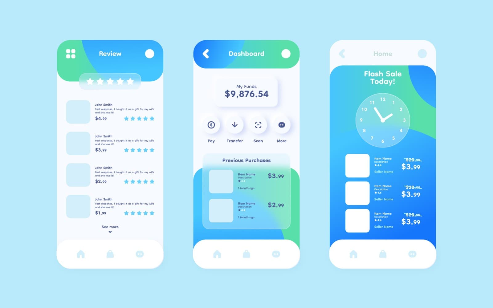 Realistic Glassmorphism Mobile App Template
