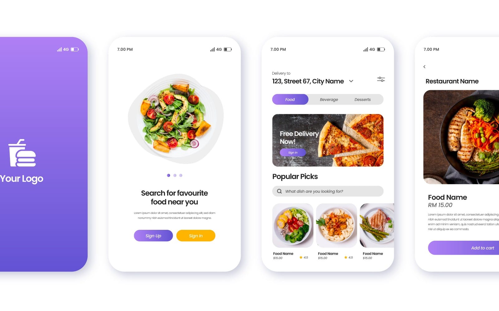 Food business Gradient App Template