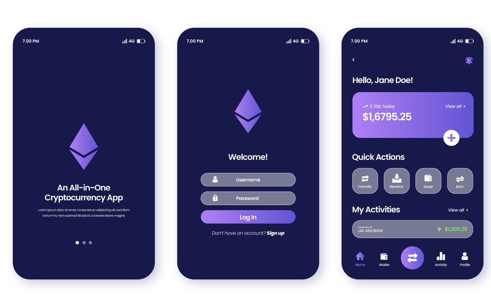 Gradient Cryptocurrency App Template