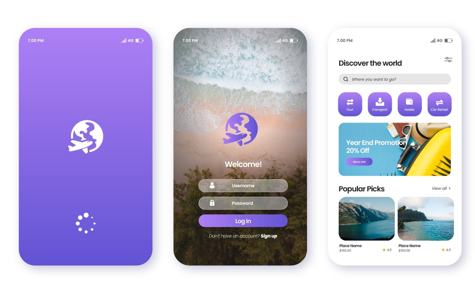 Gradient Travel App Template New UI