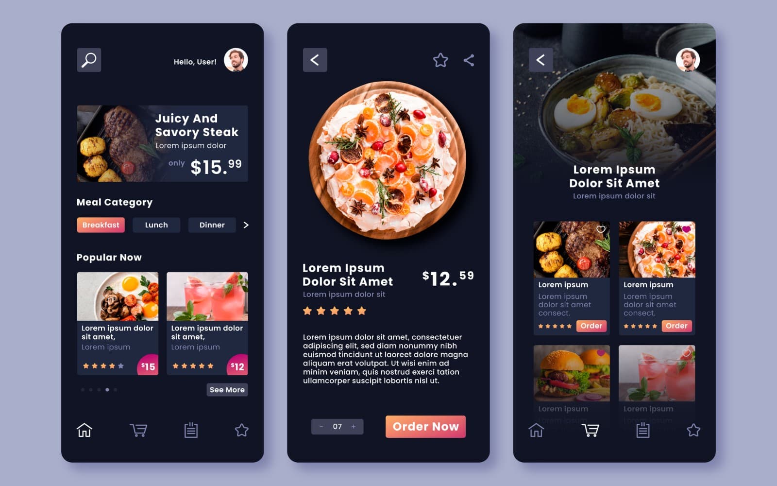 Gradient Dark mode App Template