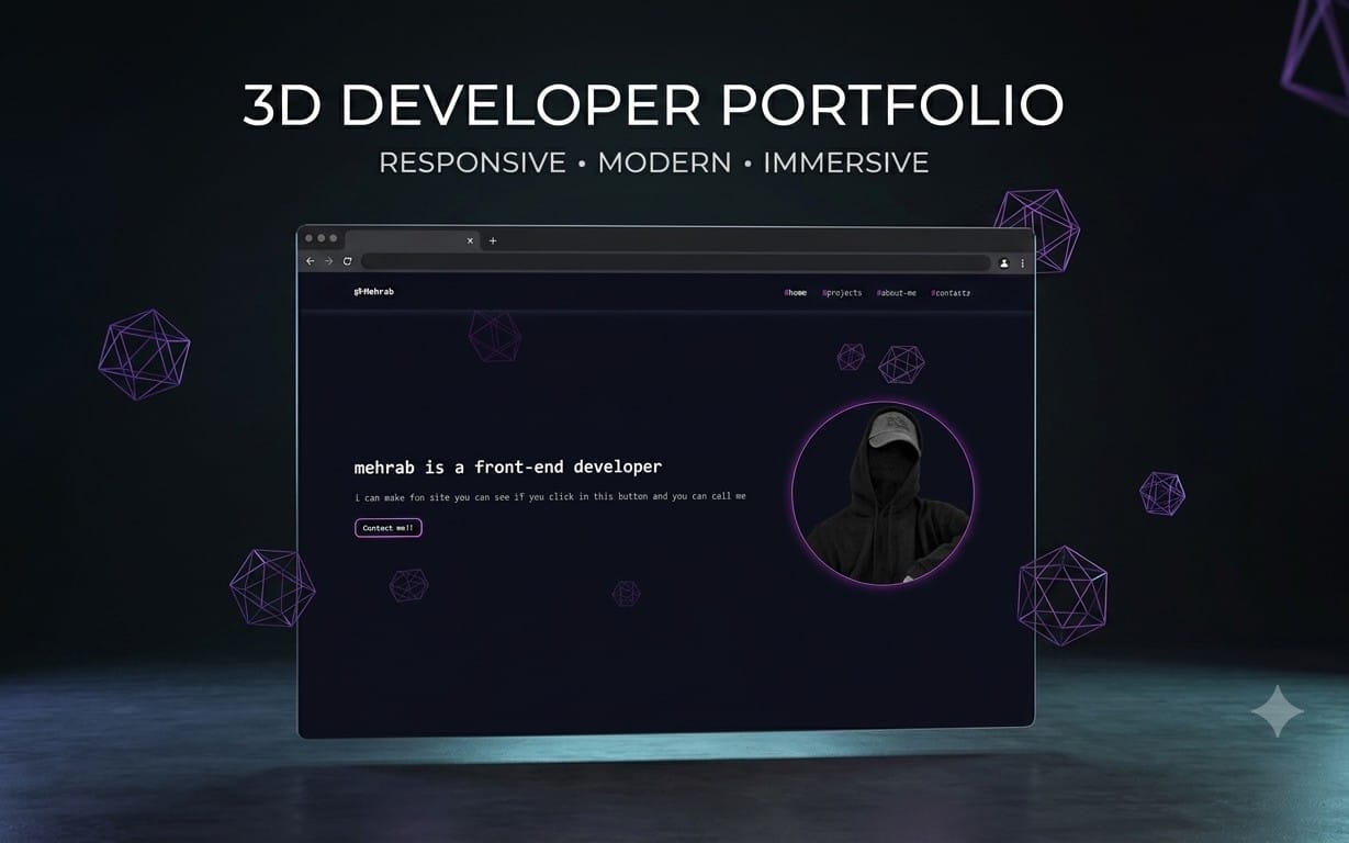 3D Developer Portfolio Website Template – Responsive Personal Portfolio | HTML CSS JS