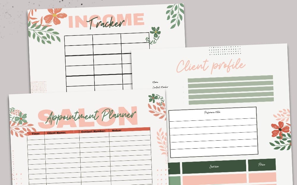 Beauty Salon Planner Printables