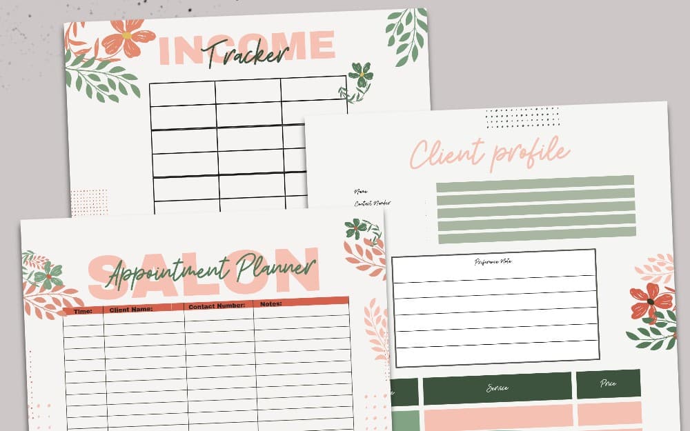 Beauty Salon Planner Printables