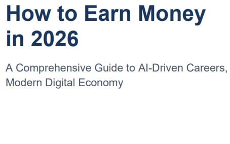 How to earn money in 2026 guide cover with title text and subtitle about AI-driven careers and digital economy