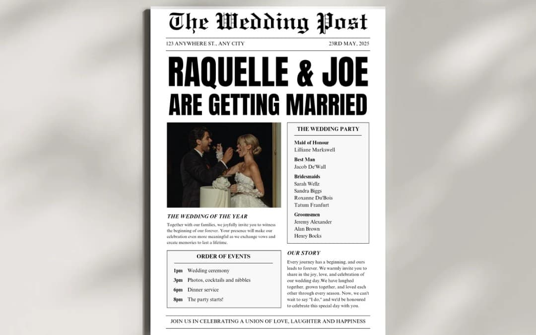 TheDigitalLoftShop - B&W Newspaper Edition Wedding Program