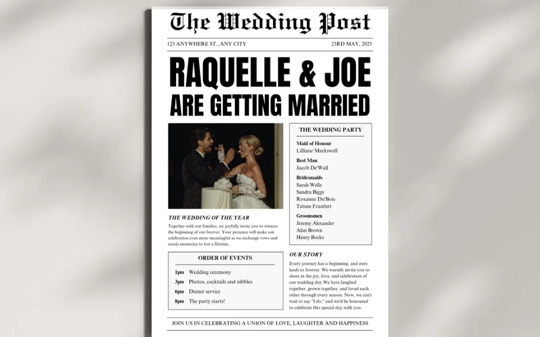 TheDigitalLoftShop - B&W Newspaper Edition Wedding Program