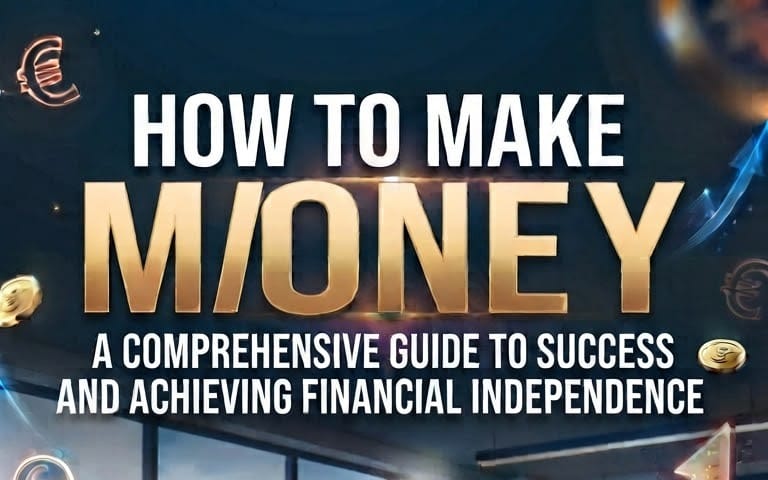 Promotional ebook cover titled How to Make Money with motivational financial independence text and coin-themed design