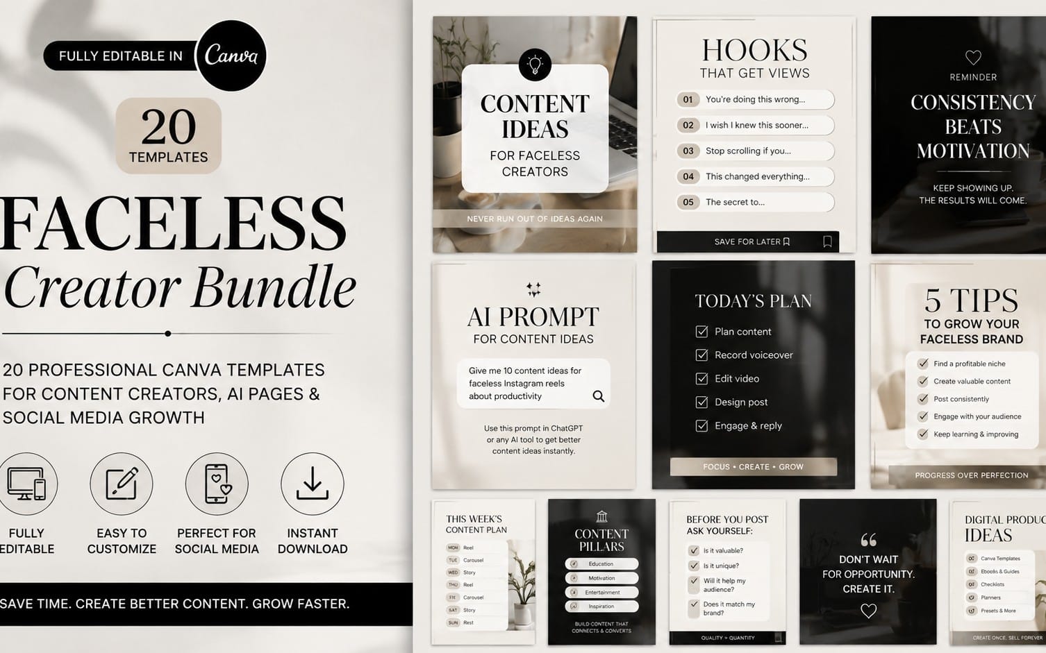 Faceless Creator Canva Template Kit