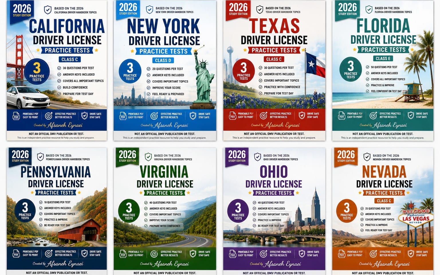 Texas Driver License Practice Tests 2026 | Class C | 3 Tests + Answer Keys