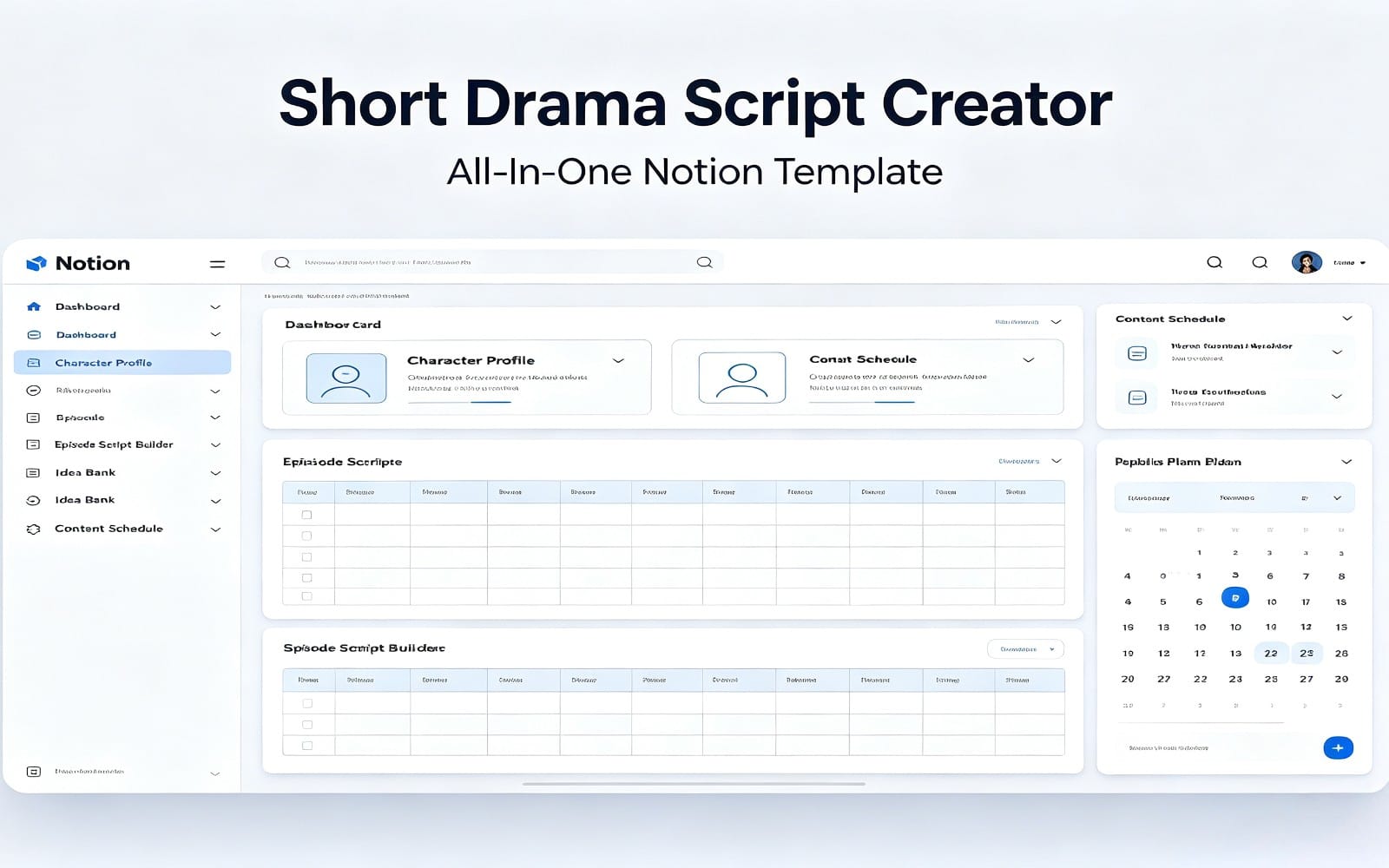 Short Drama Script Creator | All-In-One Notion Template