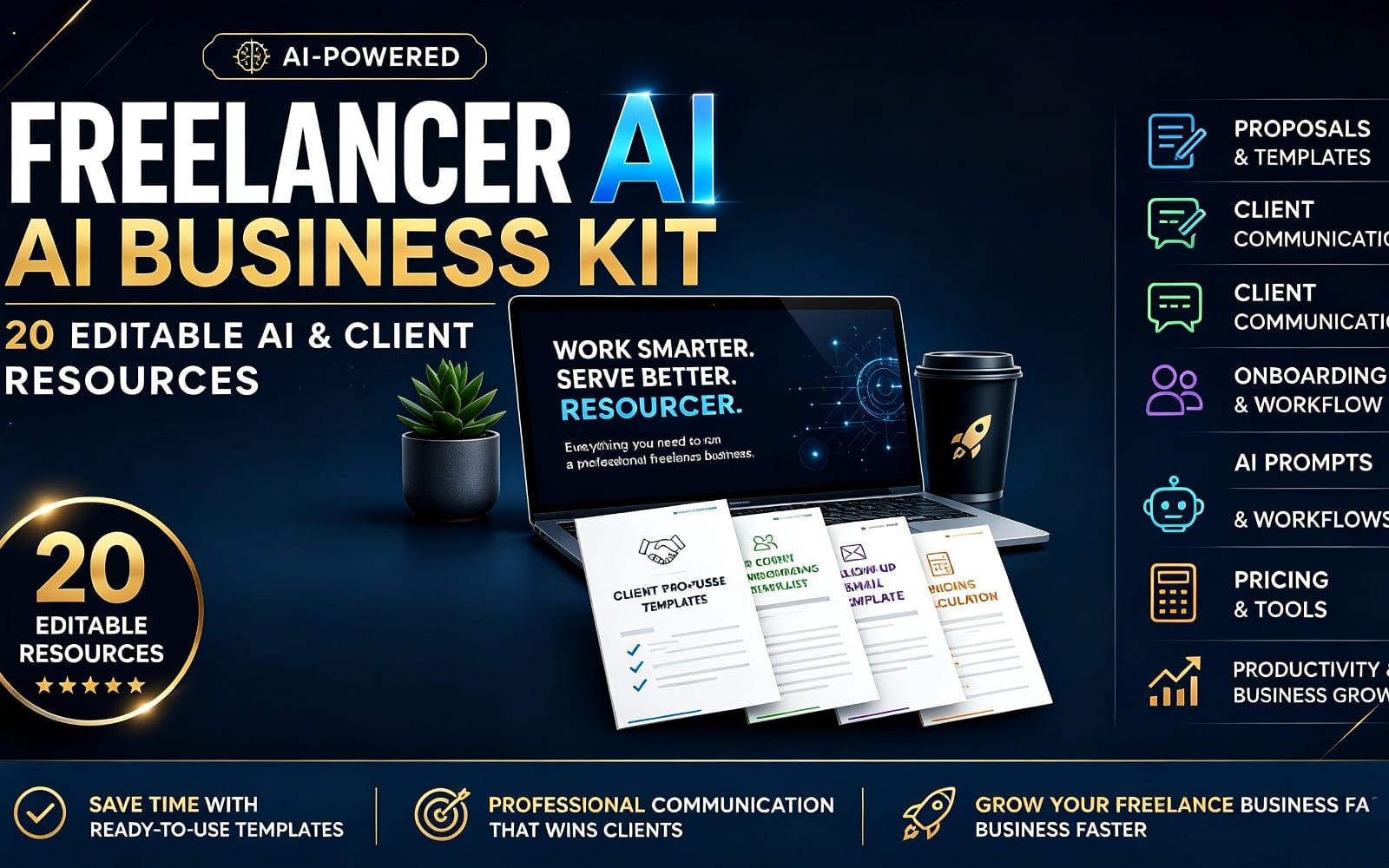 Freelancer AI Business Kit — 20 Editable AI & Client Resources