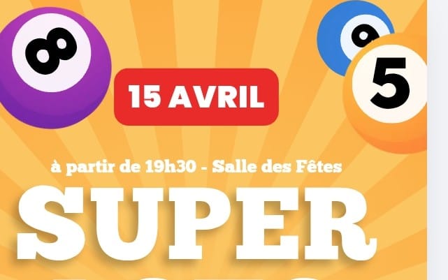Editable Super Loto flyer template design for Canva with date and event details on a colorful banner