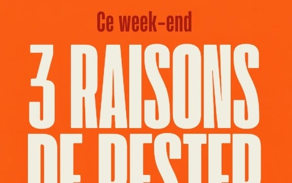 Modèle de carrousel Instagram au style orange avec texte 3 RAISONS DE RESTER et titre Ce week-end