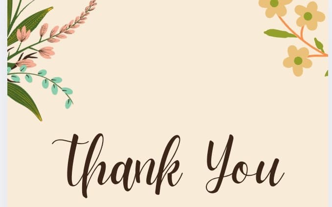 Editable Floral Thank You Card Template, Printable Romantic Gift Note