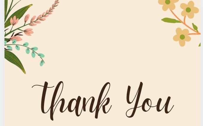 Editable Floral Thank You Card Template, Printable Romantic Gift Note