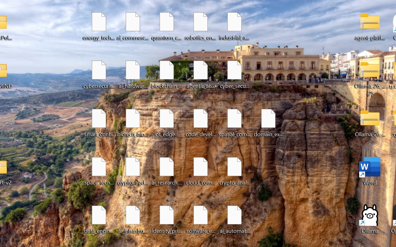 Desktop screenshot showing Ultimate Ollama Bundle with 26 professional expert modelfiles folders