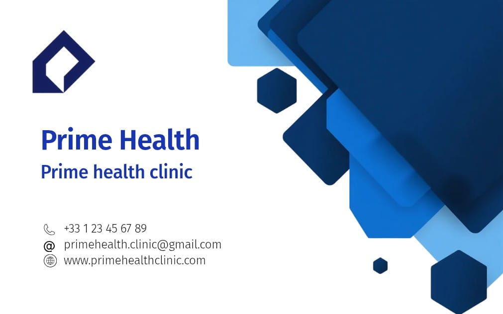 Professional business card design for a medical clinic - Prime Health