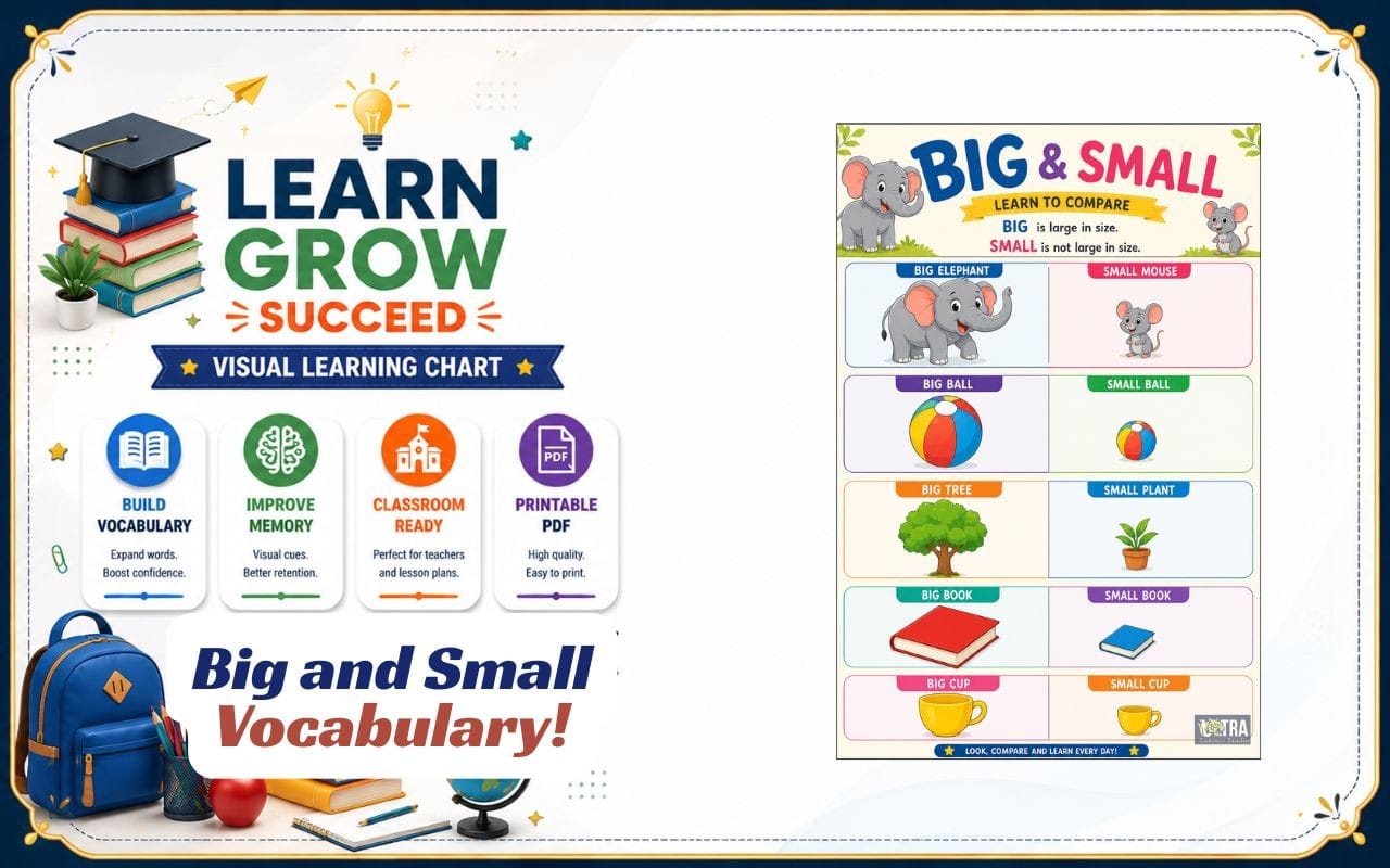 Big and Small Poster | Size Comparison Chart for Kids