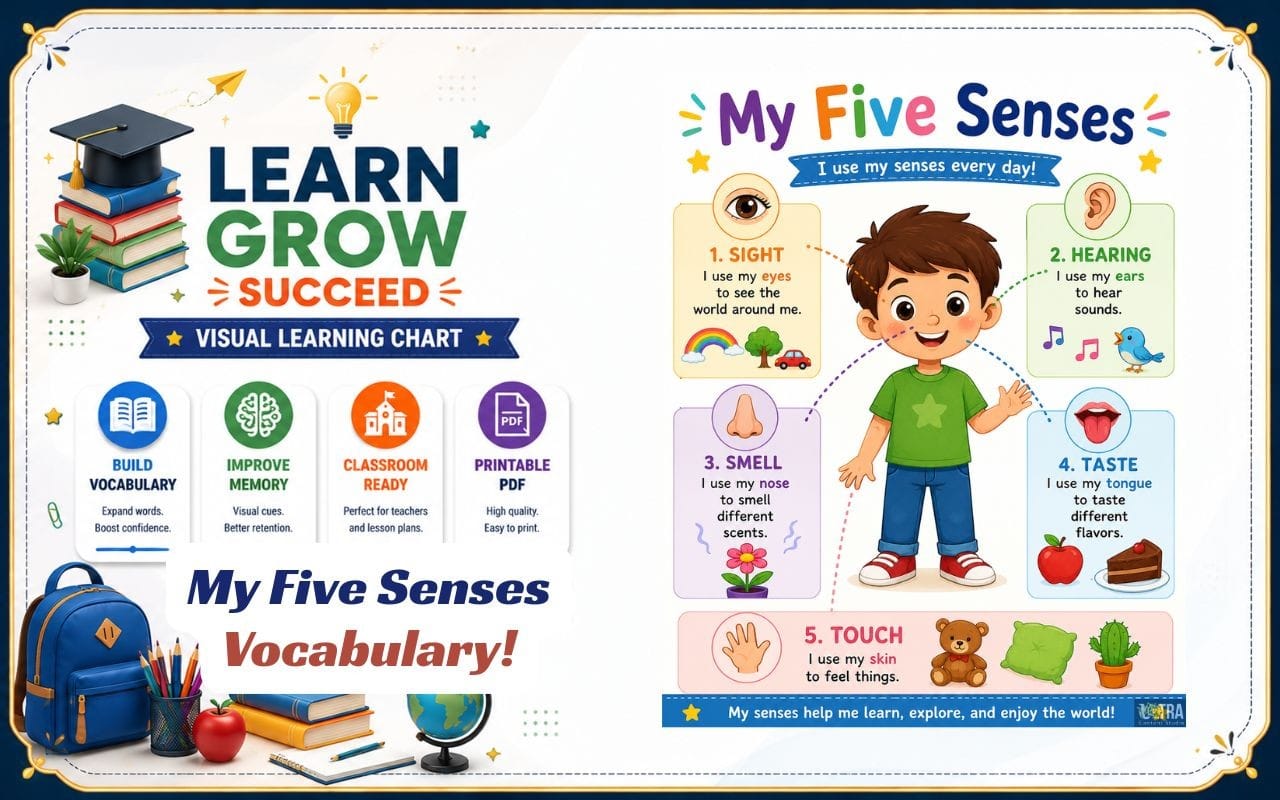 My Five Senses Chart | Visual Learning Poster for Kids