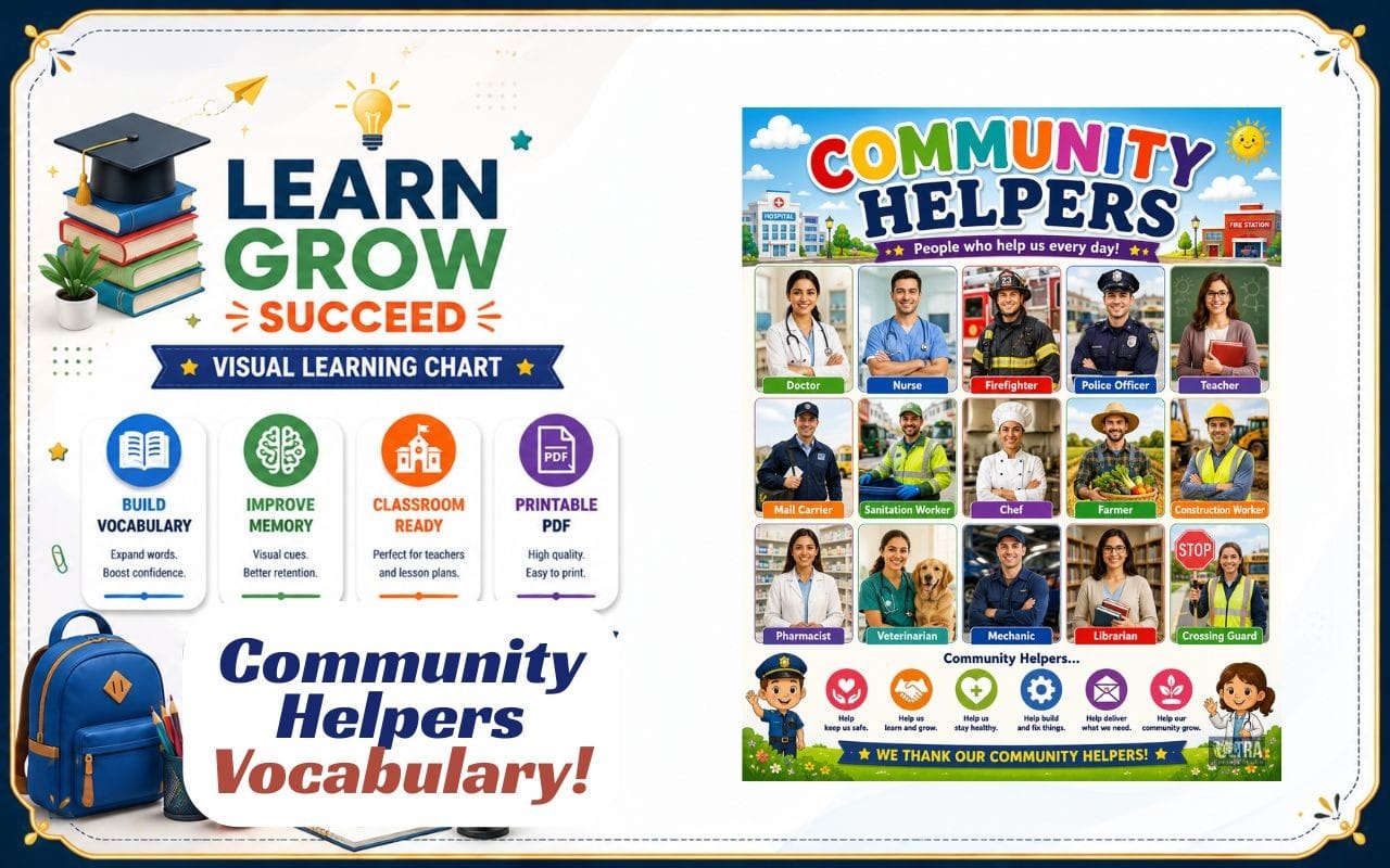 Community Helpers Vocabulary Chart for Kids