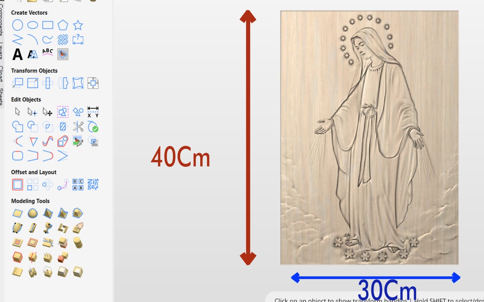 Virgin Mary 3D Relief | Aspire CNC Router File | Religious Wood Carving | 30x40 cm Digital Download