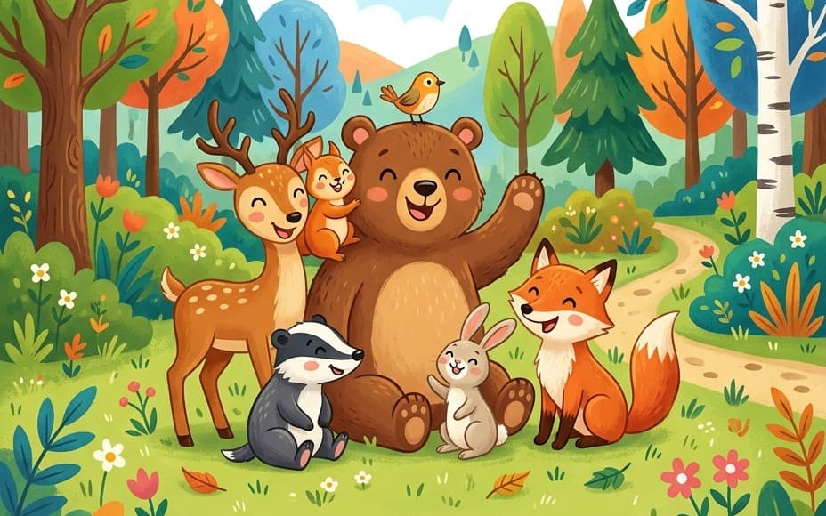 Editable Children's Book Cover Template β Forest Friends Theme