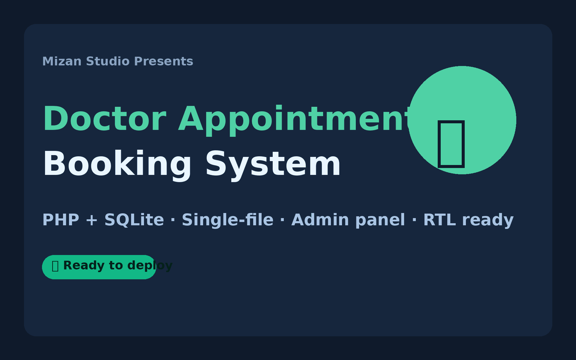Doctor Appointment Booking System — PHP + SQLite (Ready SaaS)