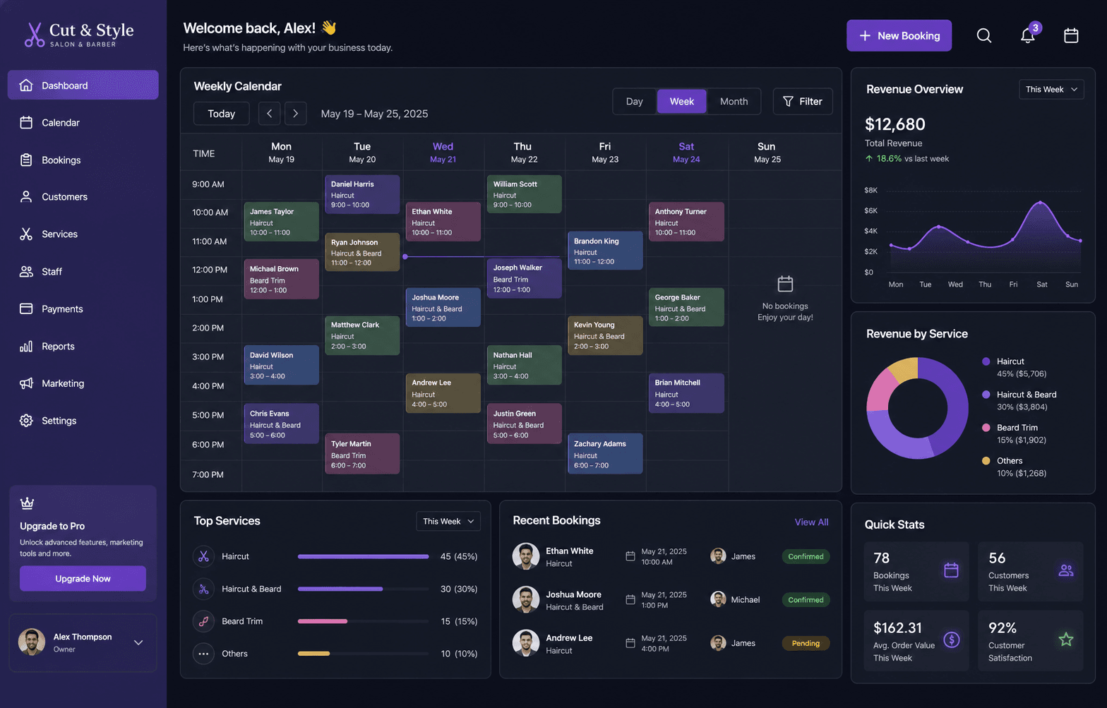 Salon & Barber Booking System — PHP + SQLite