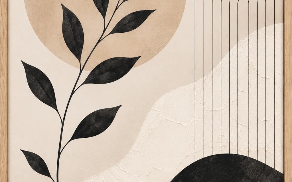 Luxury Scandinavian Botanical Wall Art | Minimal Abstract Neutral Print | Modern Japandi Decor | Digital Download