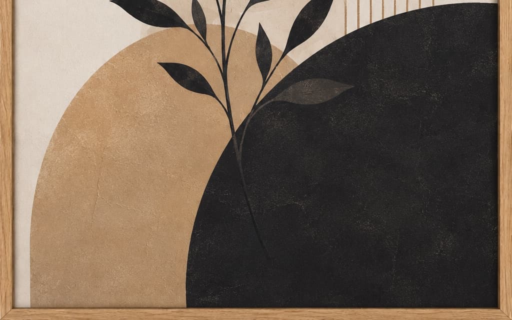 Elevate your home with this luxury Scandinavian-inspired botanical wall art featuring textured abstract shapes, neutral earth tones, and elegant black foliage. Perfect for modern, Japandi, minimalist, and contemporary interiors.