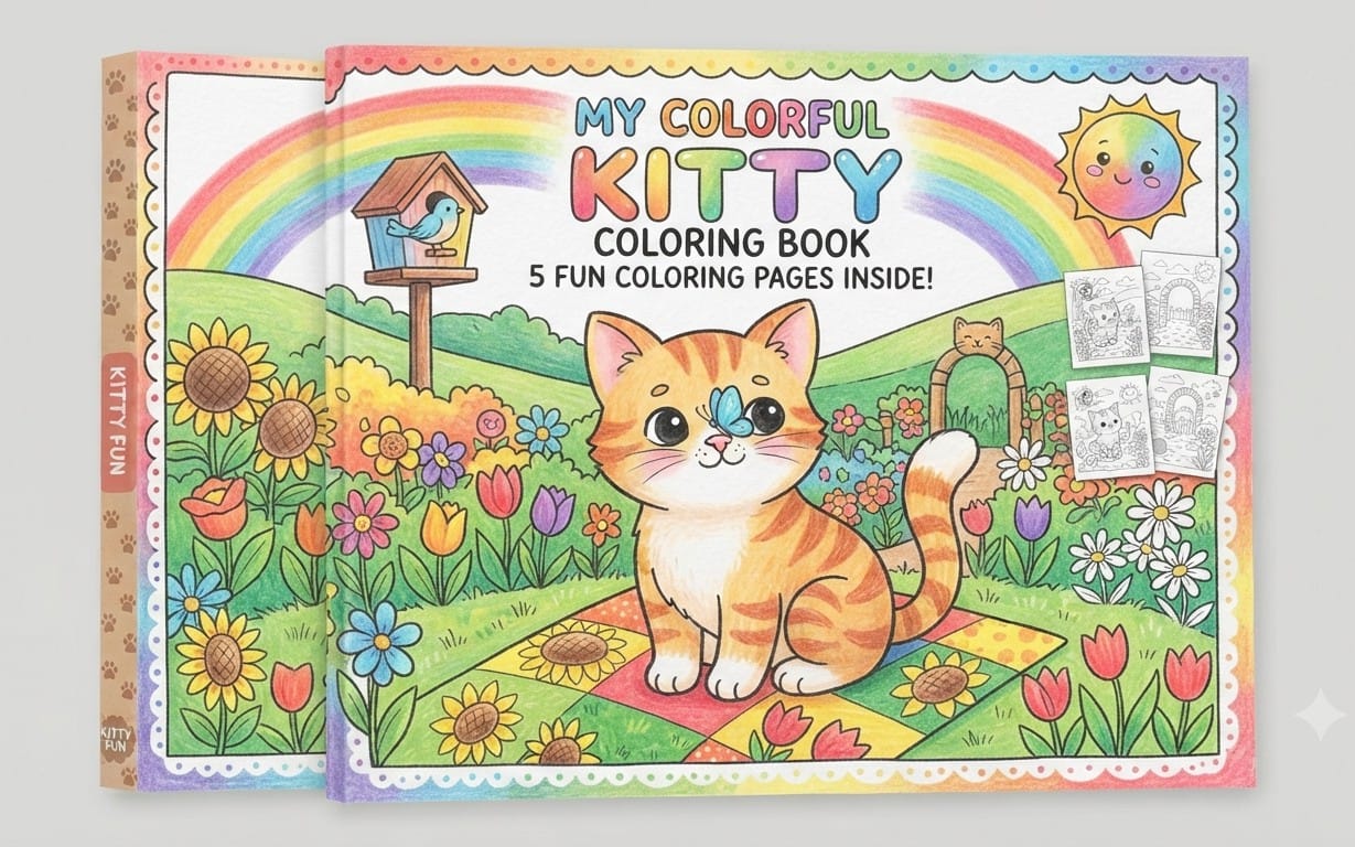 Coloring book of kitty for kids