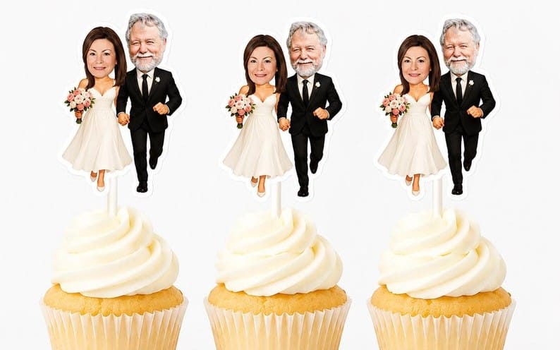 Custom Face Wedding Cupcake Toppers | Printable PDF
