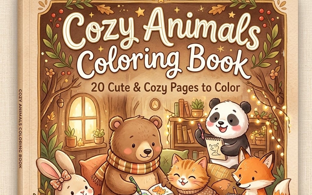 Cozy Animals Coloring Book PDF - 24 Adorable Pages for Relaxation