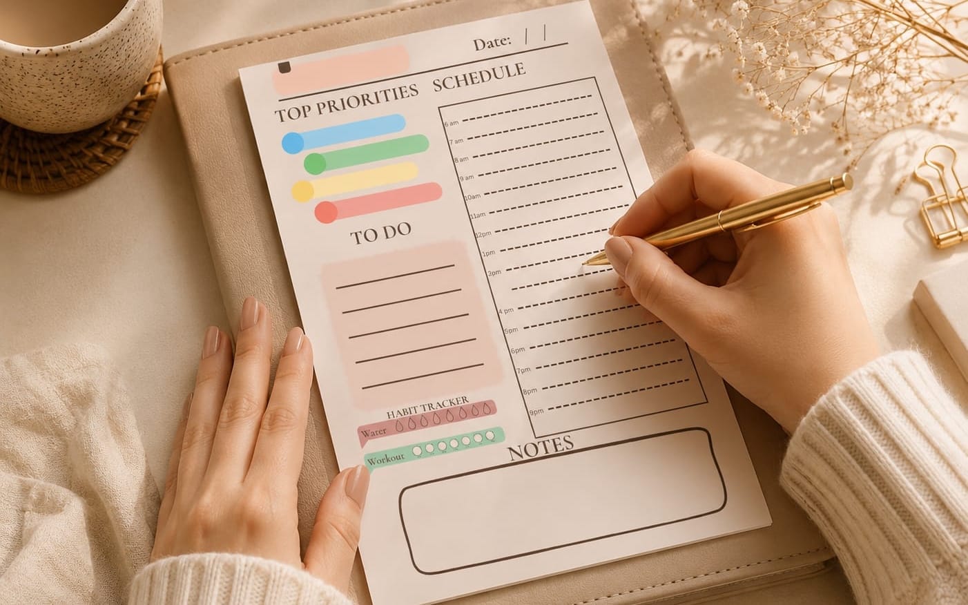 Colorful Weekly Planner Printable | Undated Productivity Schedule (PDF Download)