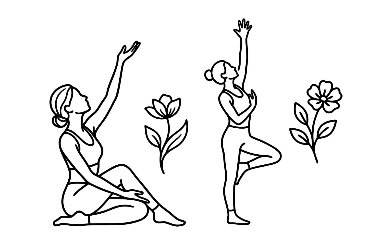 International Yoga Day line art Vector