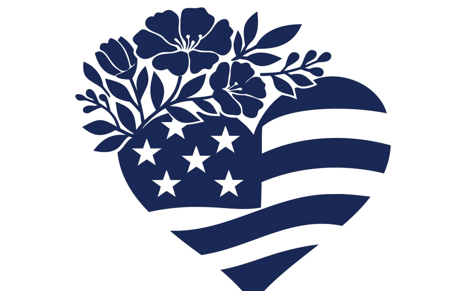 American Memorial Day Floral Heart Illustration