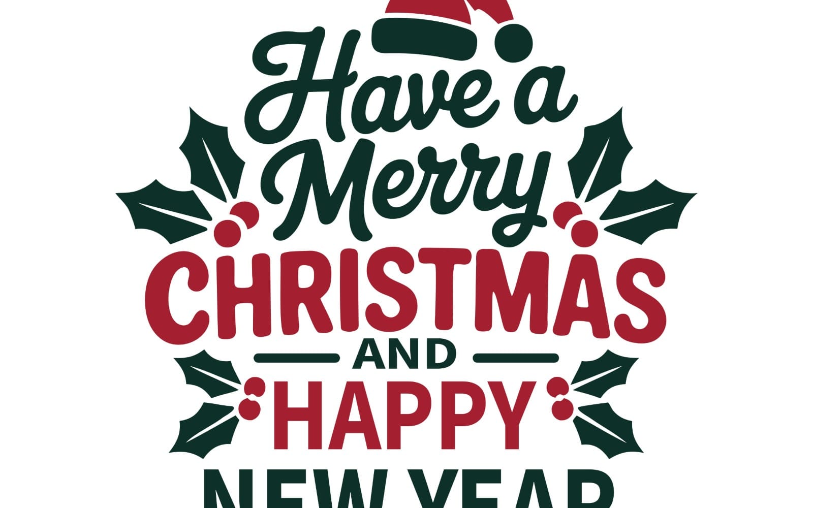 Merry Christmas And Happy New Year Typography