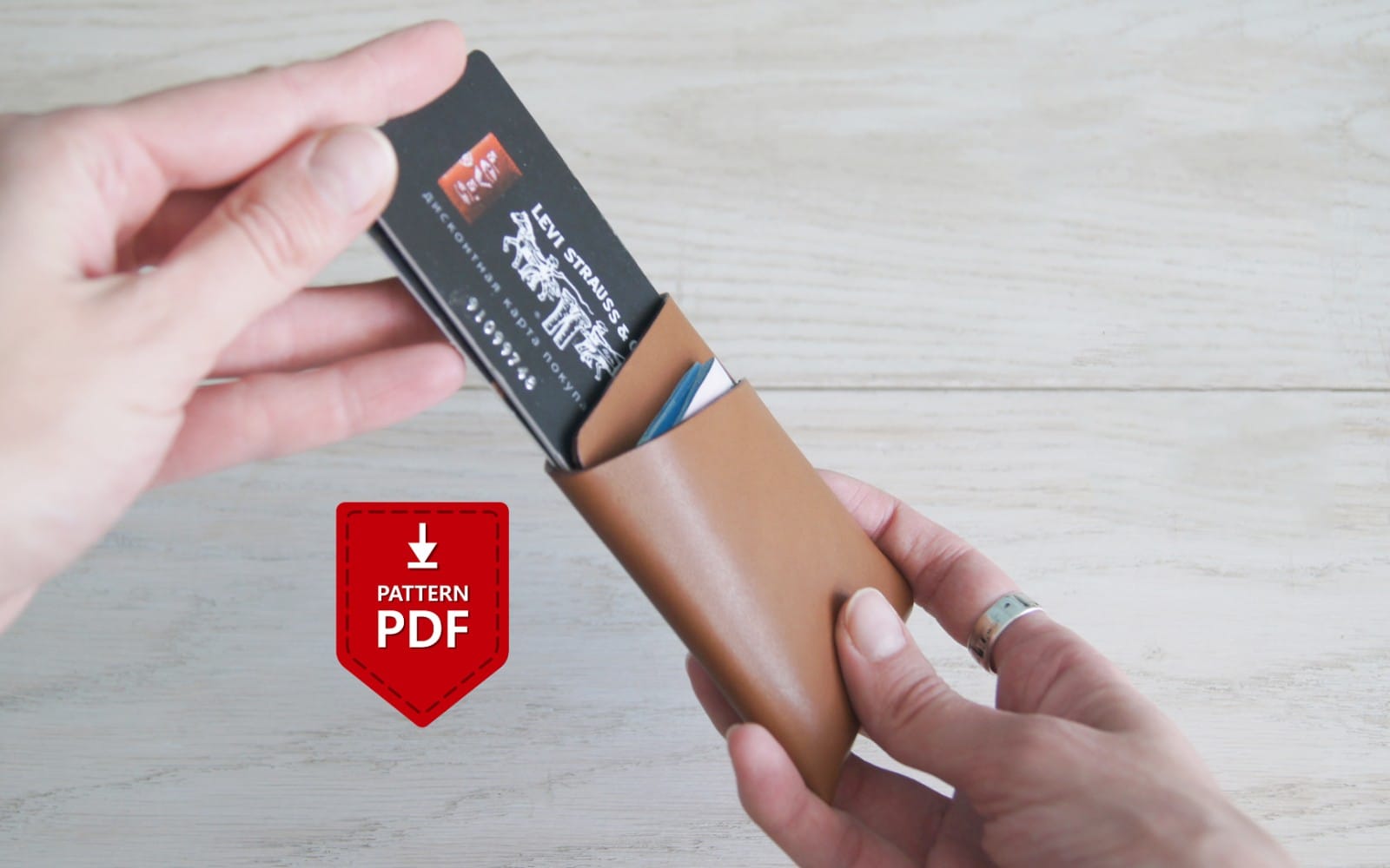 Leather origami cardholder \ no stithing card wallet pattern PDF