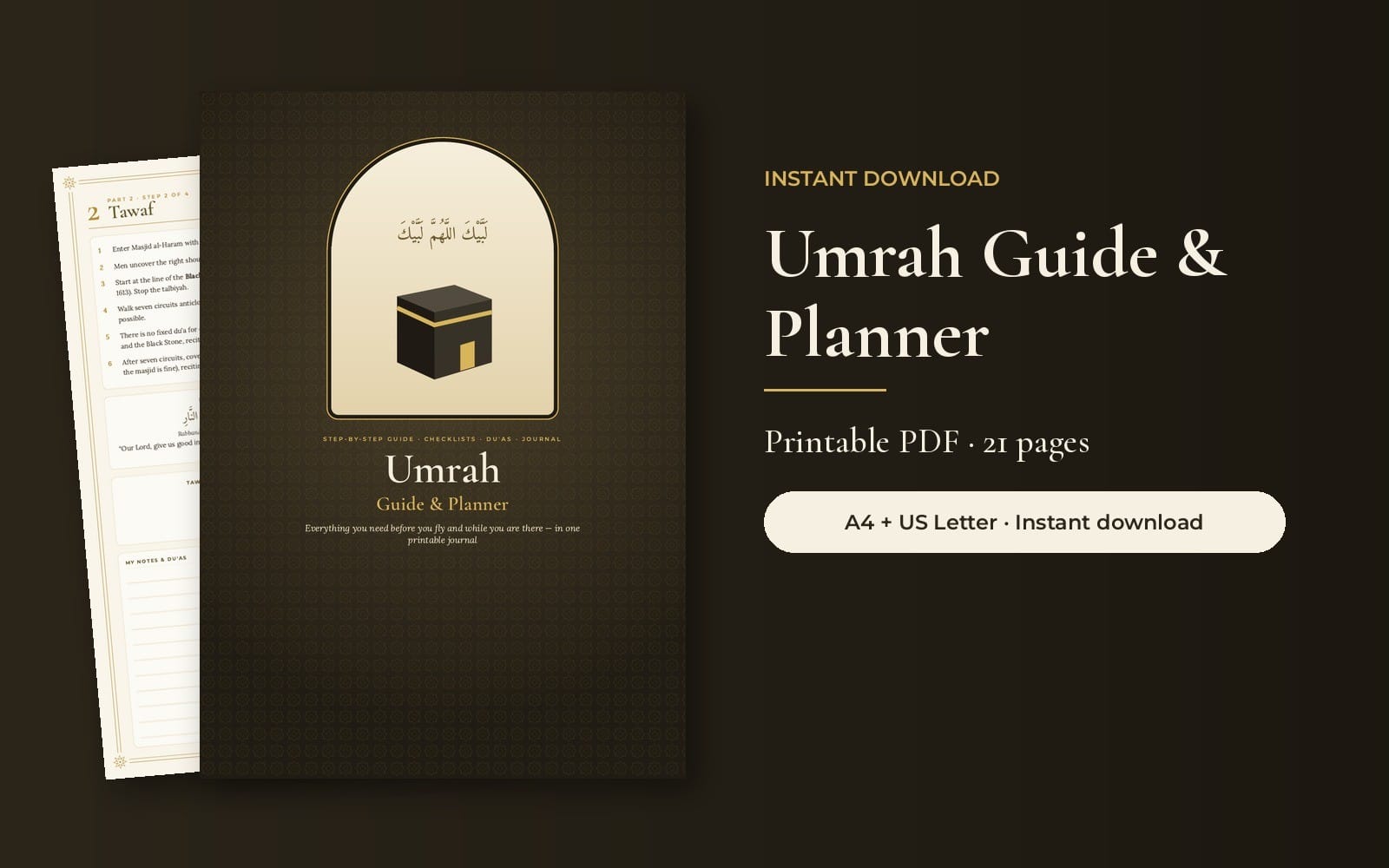 Umrah Guide and Planner Printable | Step-by-Step Umrah Duas, Packing Checklist, Tawaf & Sa'i Counter, Makkah Madinah Journal | PDF