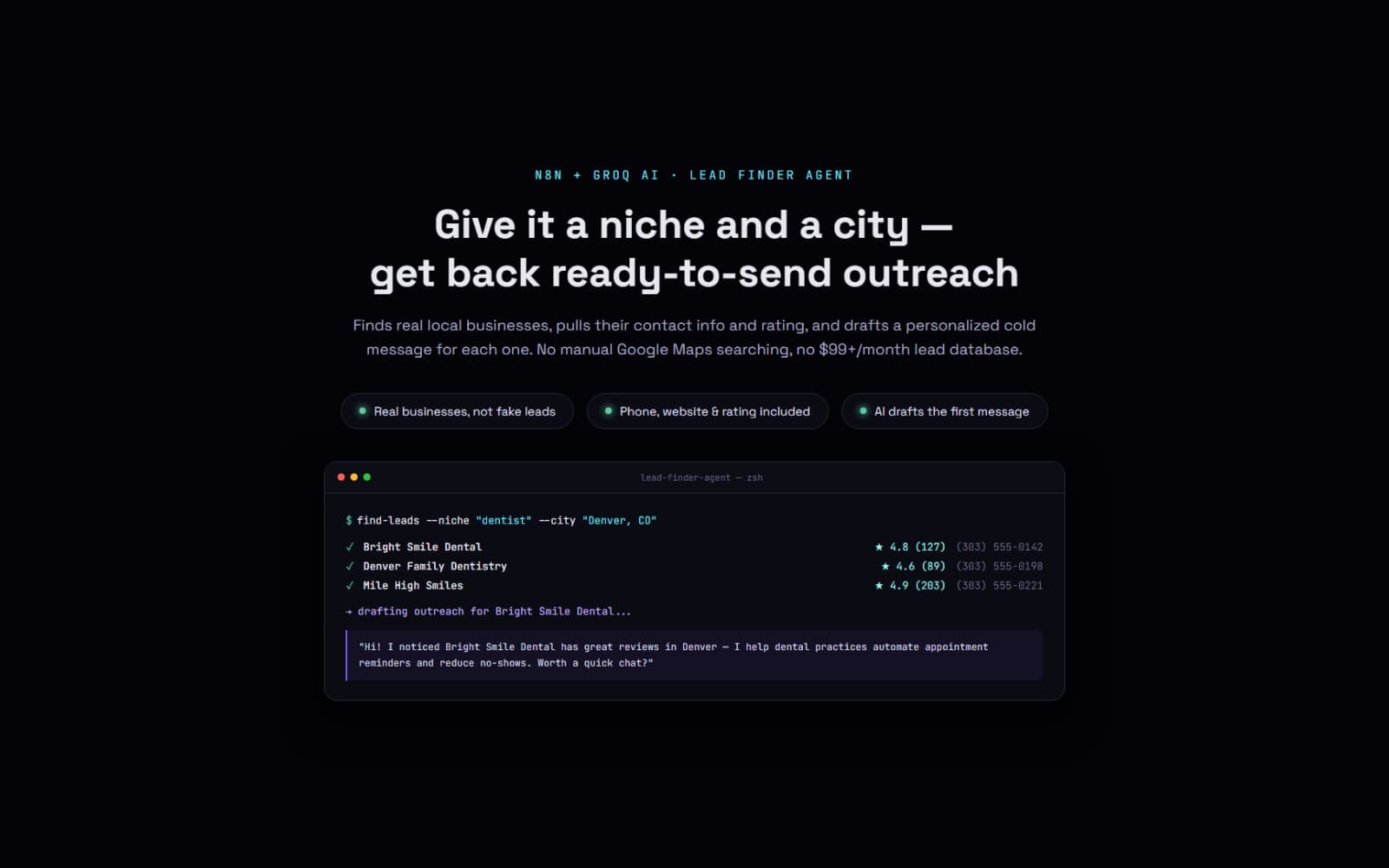 AI Lead Finder Agent — Find Local Businesses & Auto-Draft Outreach (n8n workflow)