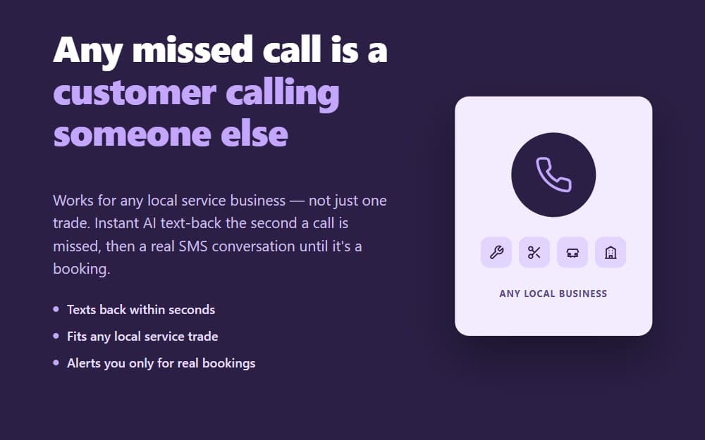AI Receptionist for Missed Calls — Instant SMS Follow-Up & Lead Qualification for Local Service Businesses (n8n workflow)