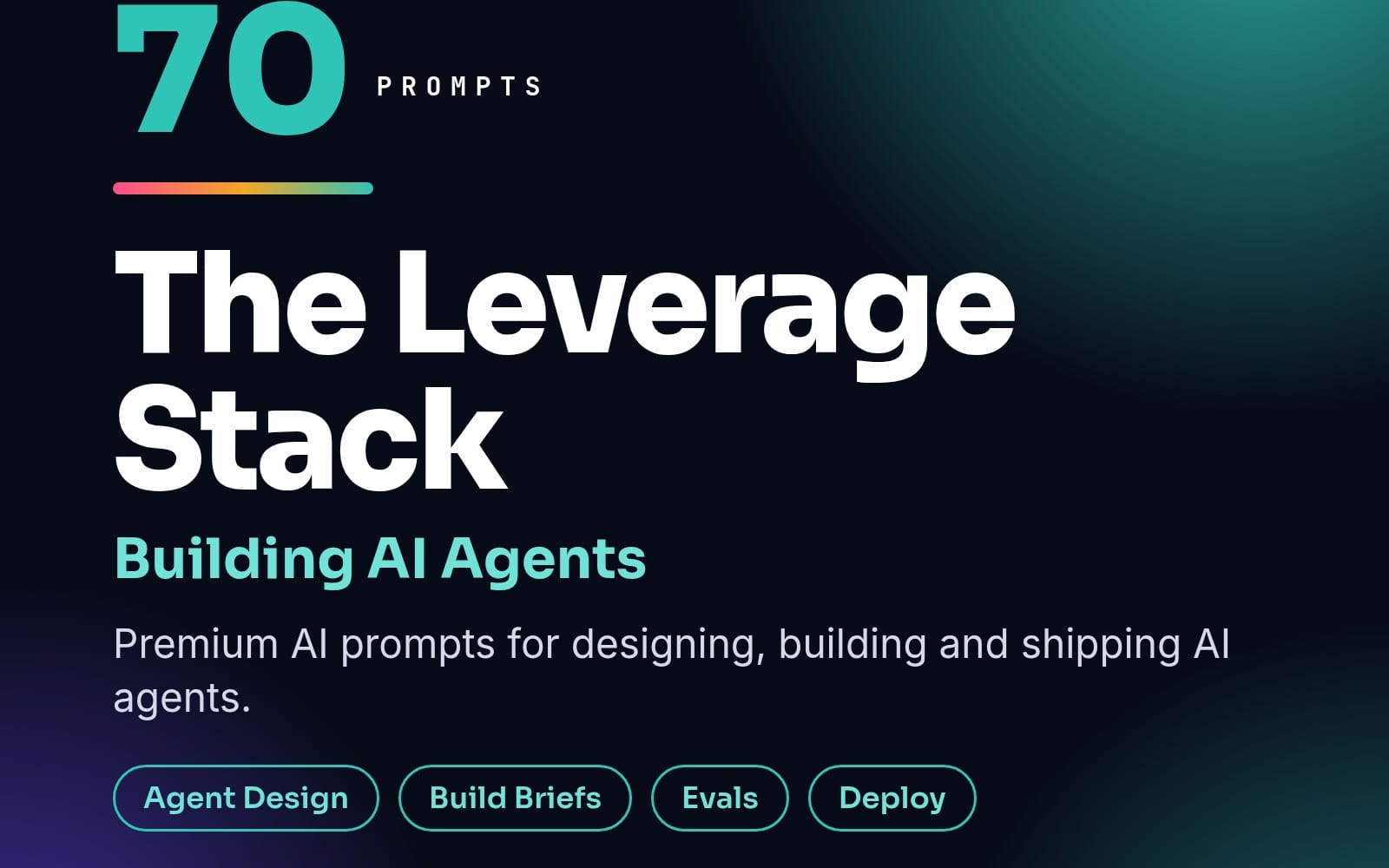 Promotional banner for Leverage Stack AI Agents edition with “70 Prompts” and “Building AI Agents” text