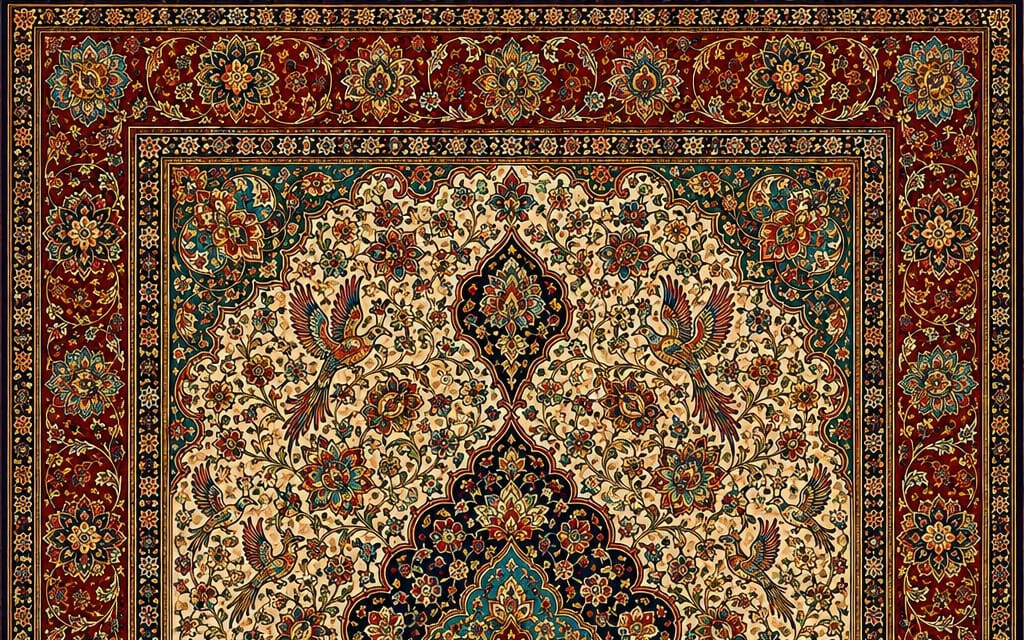 Majestic Persian Carpet with Turkmen Horse Motif