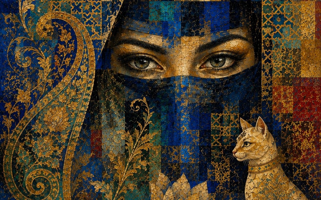 A Woman Among Iranian Motifs