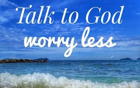 Talk to God worry less banner with ocean waves and sky, God’s Word Series digital booklet cover
