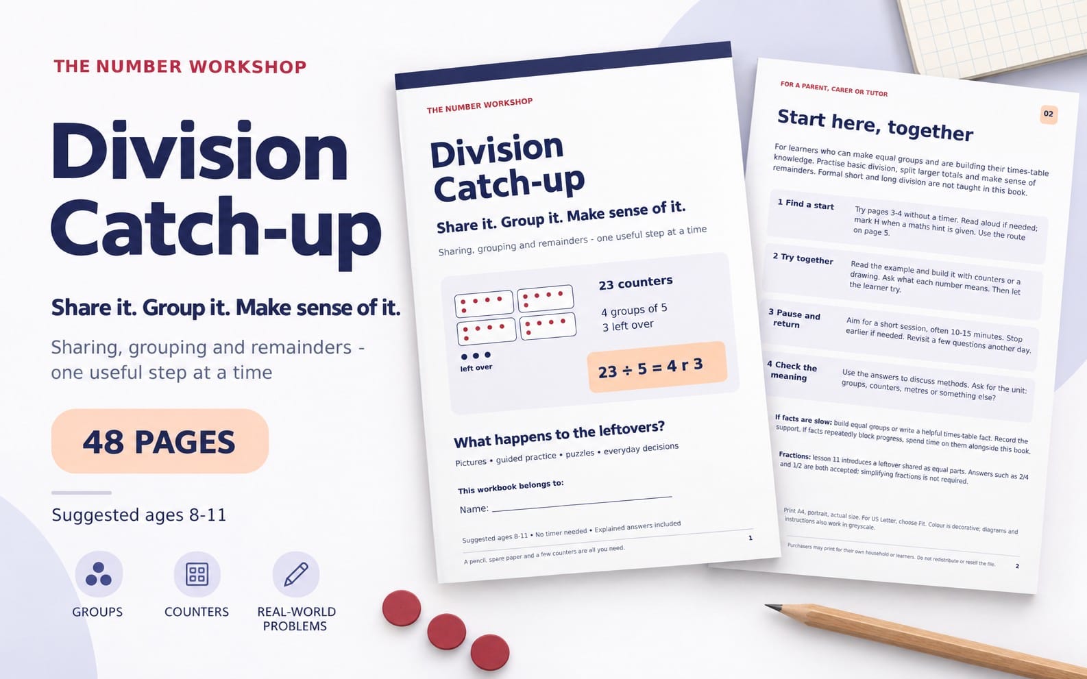 Division Catch-up — 48-Page Maths Workbook for Ages 8–11