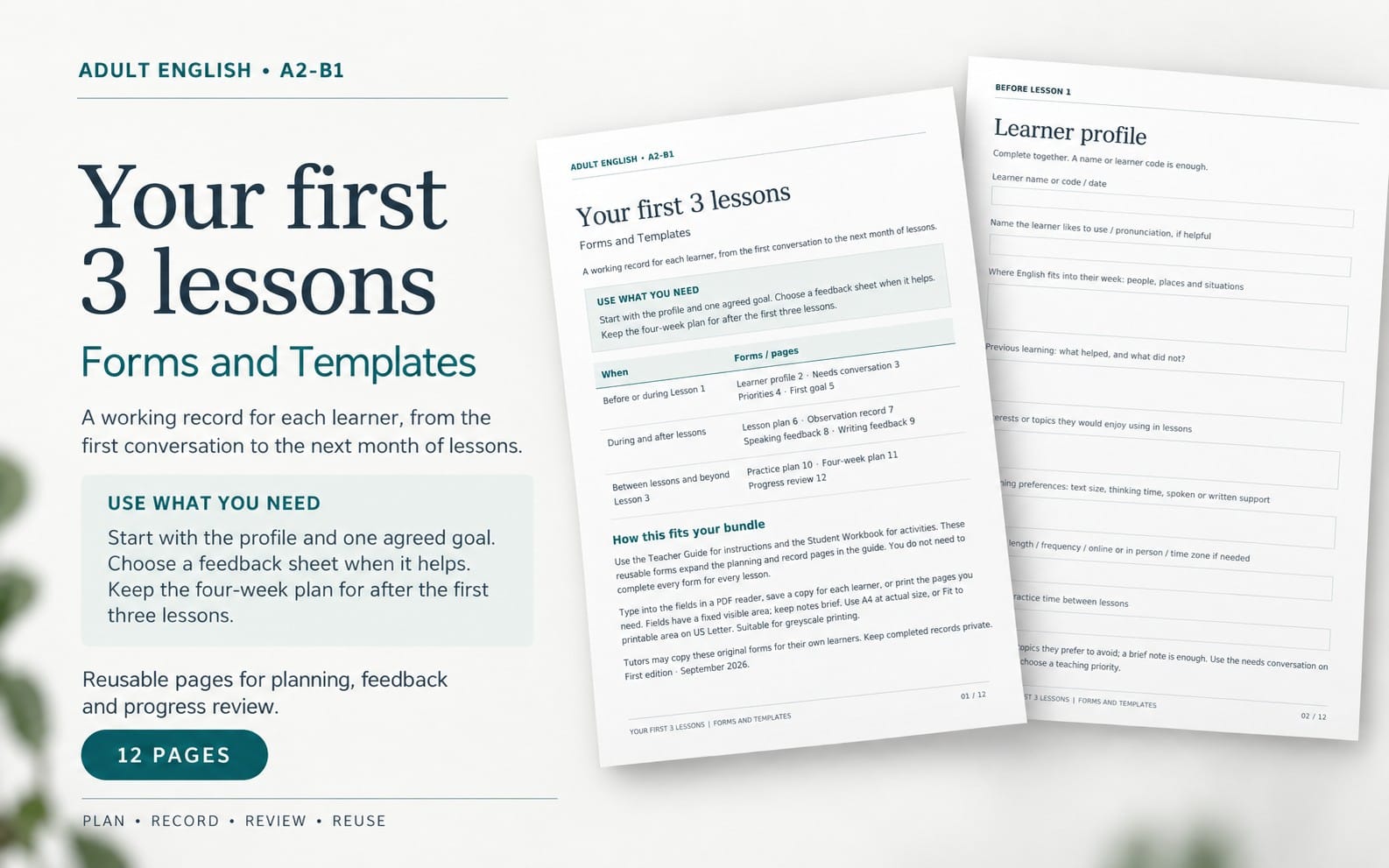 Your First 3 Lessons — Tutor Forms & Templates