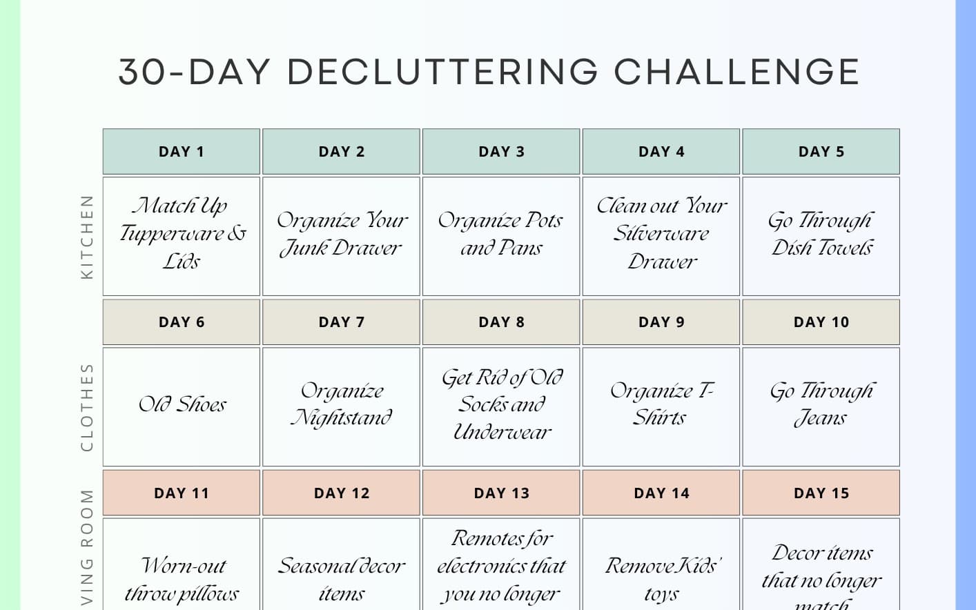 30 Day Challenge Decluttering Challenge
