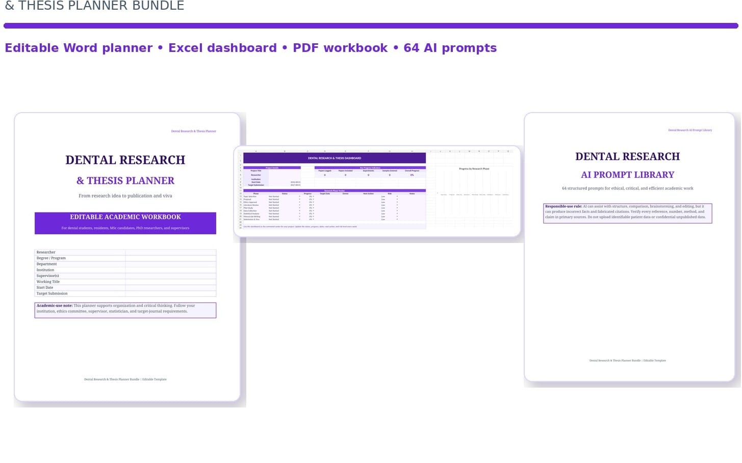 Dental Research & Thesis Planner Bundle